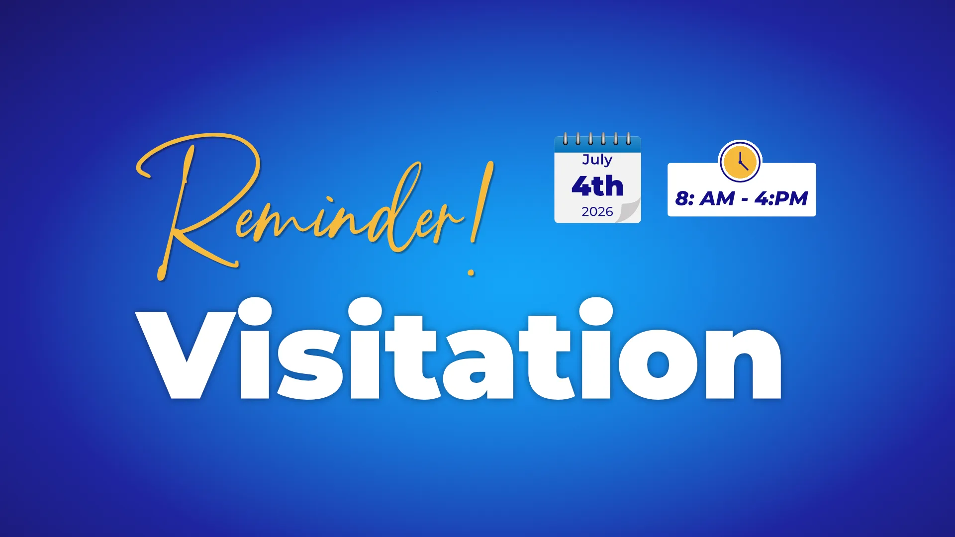 Visitation Day Is Almost Here! (Saturday 4th July 2026)
